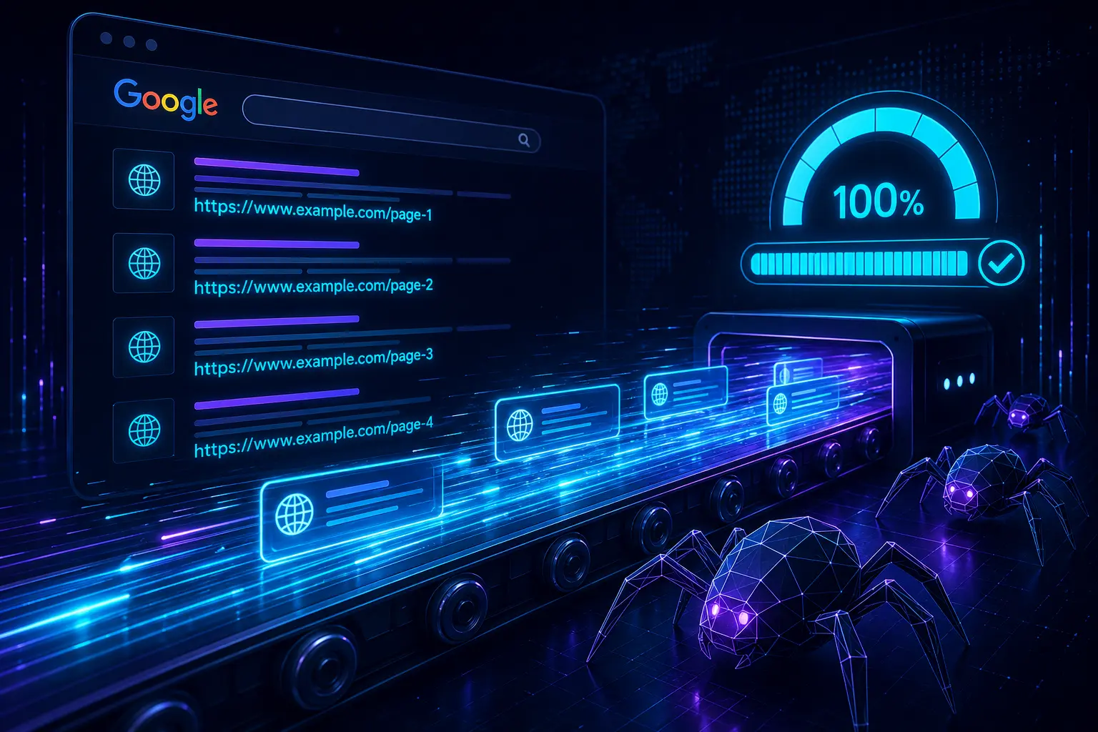 Robotic crawlers indexing URLs into Google search results at high speed