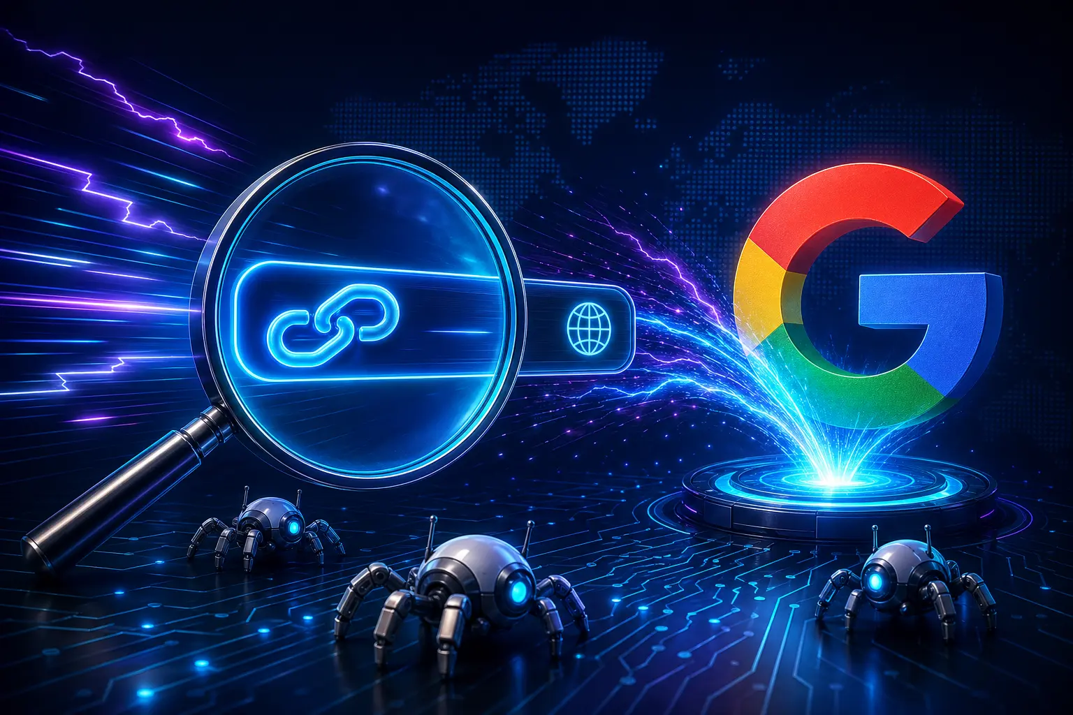 Robotic crawlers and Google search results representing the best Google indexers in 2026